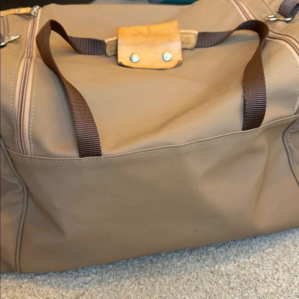 Jon Hart Design Tan/Brown Leather-Trim Duffle